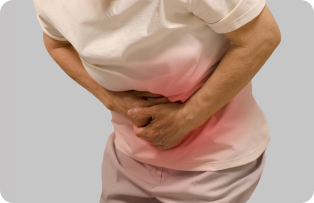 배를 부여잡은 사람