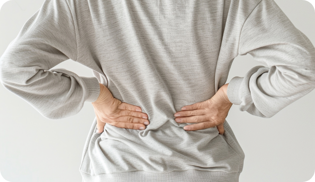 허리를 짚은 사람